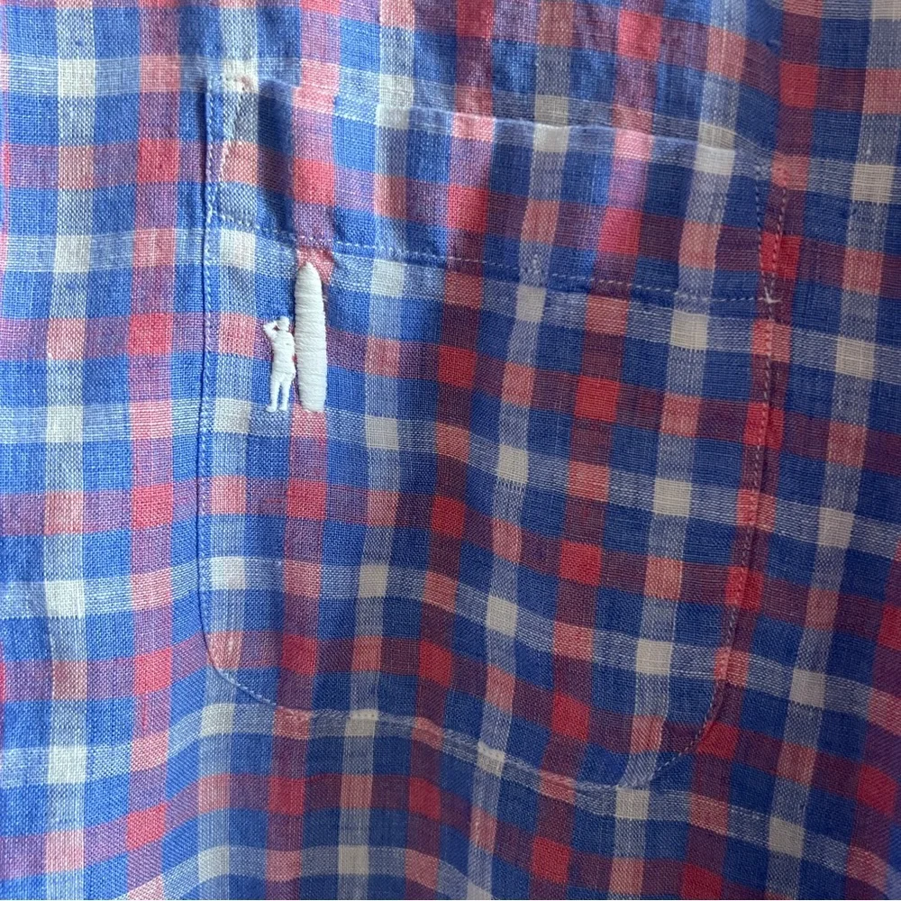 Johnnie-O Linen Check Button Down Shirt